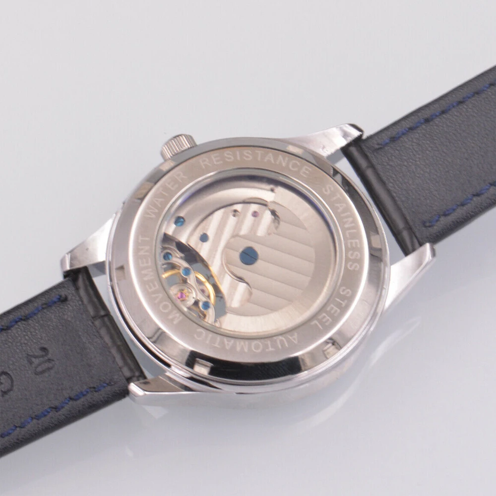 Чехол из сплава с белым циферблатом и золотыми стрелками deber 41 мм Moon Phase Tourbillon 22