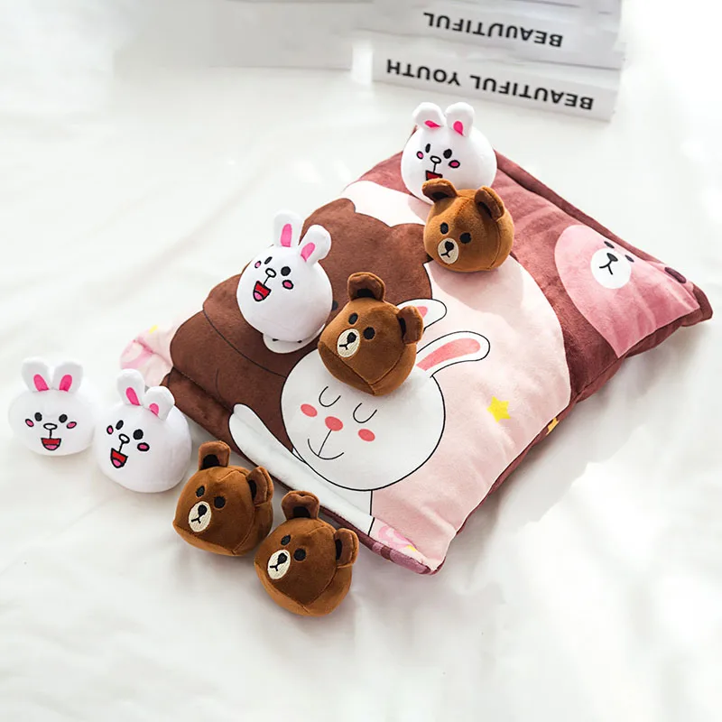 8pcs/lot Cute Animal Brown Cony Bag Plush Doll Stuffed Bunny Candy Pudding Cushion/Pillow Kids/Girl Birthday Gifts |