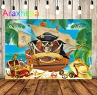 Фон для фотографирования с изображением пиратского морского сокровища черепа корабля летнего пляжа