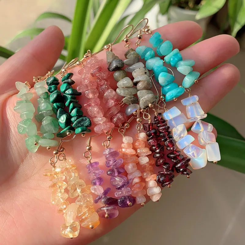 Модные ювелирные изделия маленькие серьги с кристаллом из минерального камня