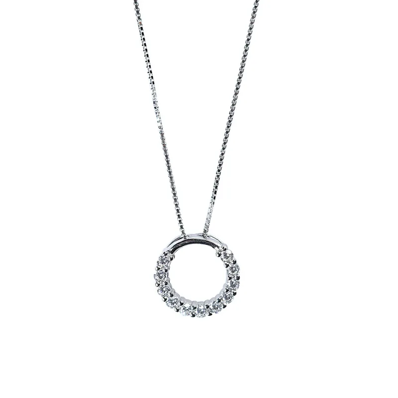 

925 Ring Diamond Necklace Female Sterling Silver 925 Tide Net Red Ins Simple Temperament Niche Clavicle Chain Neck Jewelry