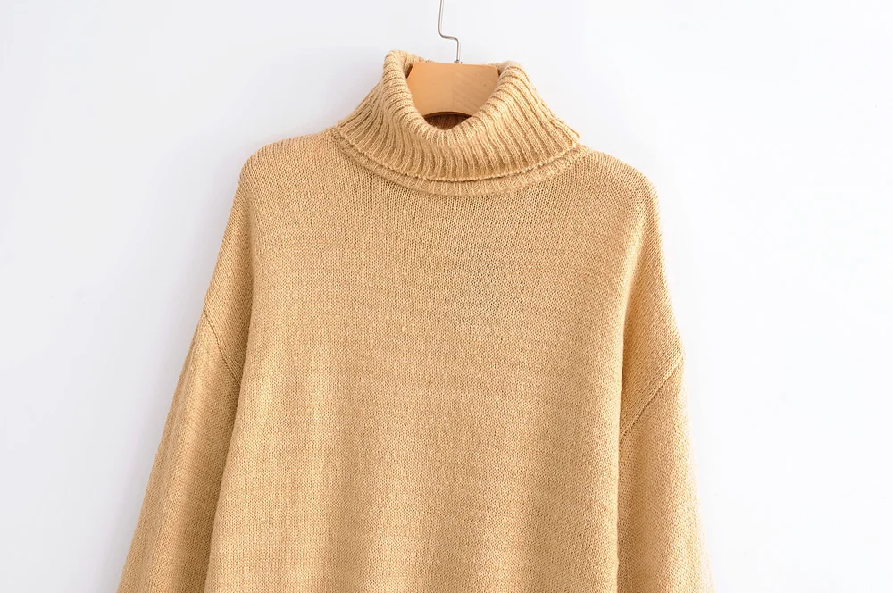 Женский свитер с высоким плотно облегающим шею воротником Осенние однотонные