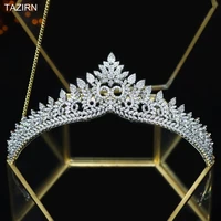 new cubic zirconia tiaras and crowns for women birthday pageant princess headpieces bridal sweet 16 headwear hair accessories