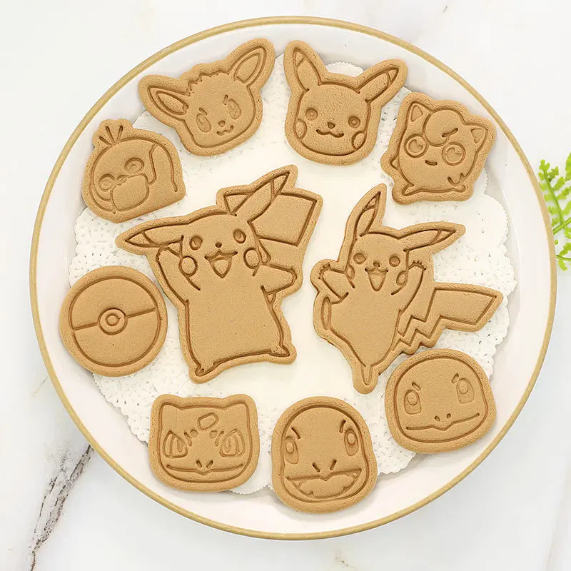 

TAKARA TOMY Pikachu Cookies Cutter Tools 3D Pressing Baking Accessories Bakery Tools Kitchen Supplies pokemon toys Party