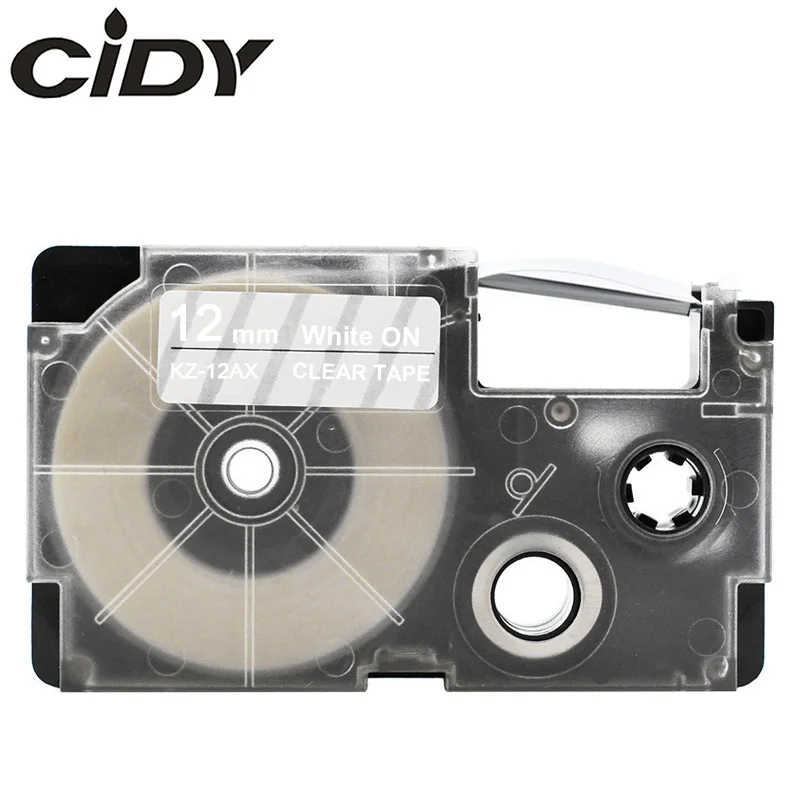 Этикетка CIDY 1 шт. XR-12WE совместимый черный на белом 12 мм объектива с оптическими зумом Casio запечатанных лент для XR12WE XR 12WE для EZ принтеры KL-60-L KL-60SR KL-170 KL-100 - Цвет: 12mm white on clear