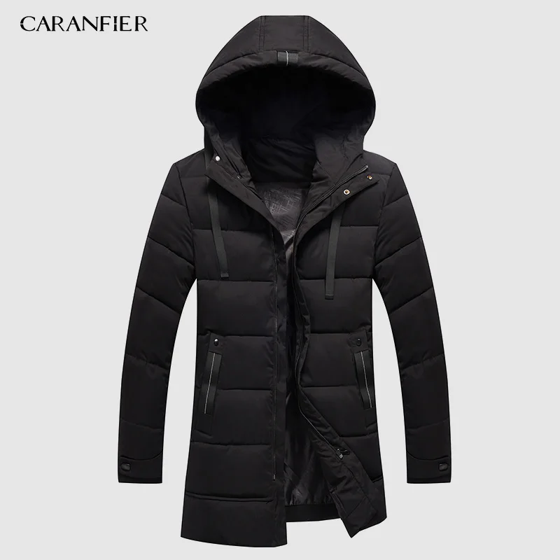 CARANFIER 6XL 7XL 8XL мужская длинная парка Теплая Зимняя брендовая куртка Роскошная водолазка с капюшоном и воротником ветрозащитная мужская одежда в сдержанном стиле
