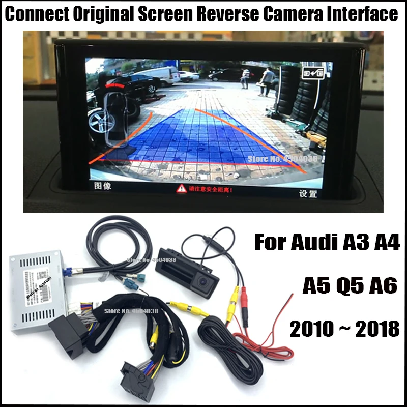 كاميرا خلفية أمامية LCD مهايئ لشاشة لأودي A3 A4 A5 Q5 A6 2010 ~ 2018 الاتصال الأصلي شاشة احتياطية وقوف السيارات عكس الكاميرا