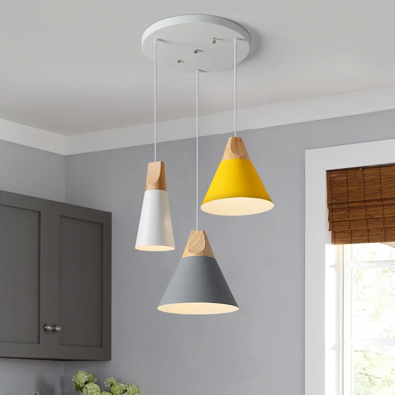 

Nordic Restaurant Small Pendant Lights Modern Frosted Spray Painted Aluminum Lampshade Home Indoor Lighting Kitchen Hanging Lamp
