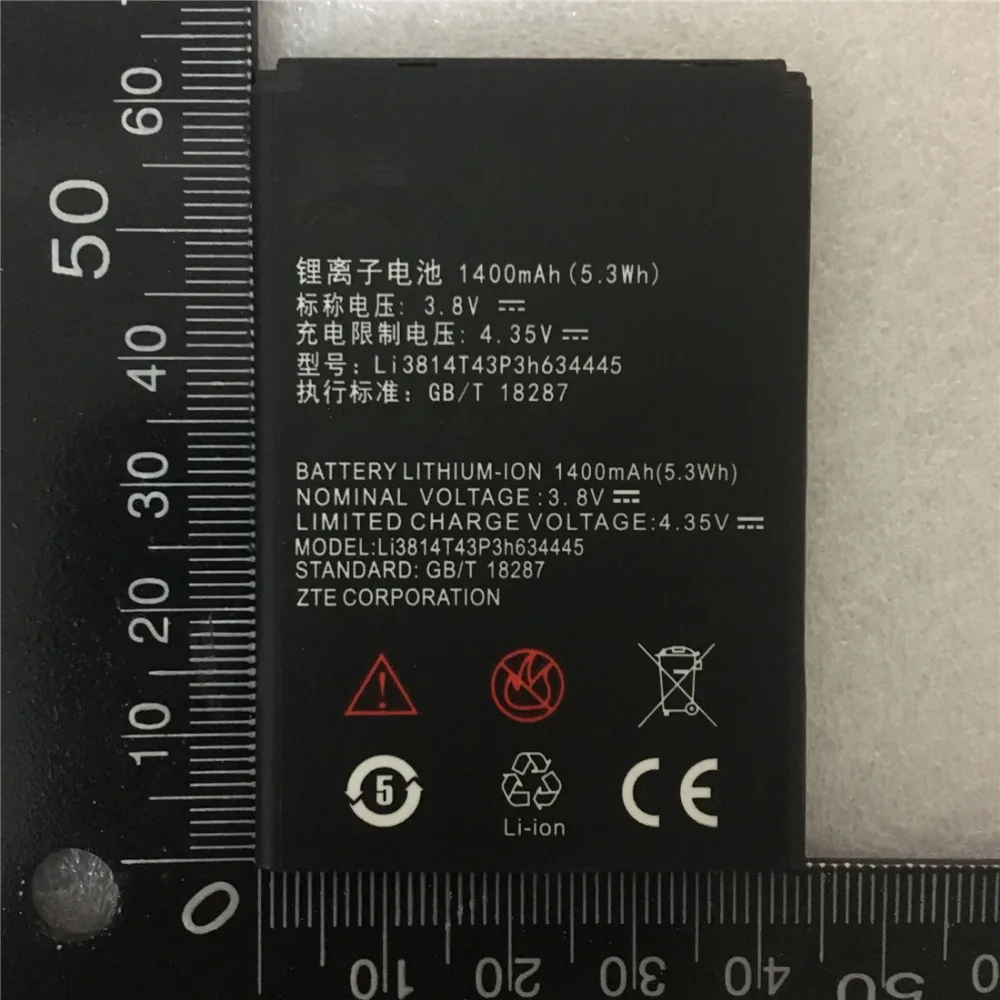Аккумулятор Li3814T43P3h634445, 3,8 в, 1400 мА · ч, для ZTE Blade L110, A112, V815W, для MTC Smart Start