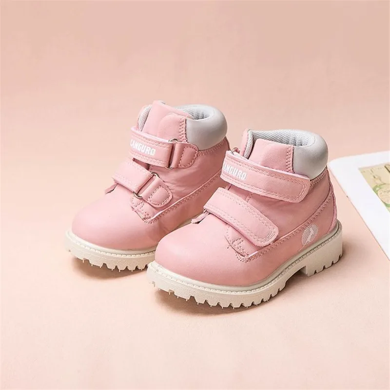 Детские ботинки из ПУ кожи унисекс водонепроницаемые с резиновой подошвой для