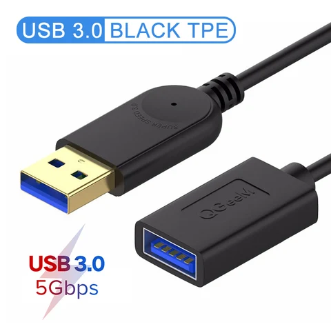 Удлинительный кабель USB QGeeM Удлинитель кабеля USB 3.0 для портативного ПК Smart-TV PS4 Xbox SSD USB-кабель штекер-гнездо Удлинительный кабель USB-USB для передачи данных USB USB 3.0 2.0 Удлинительный кабель 2 м 5 м