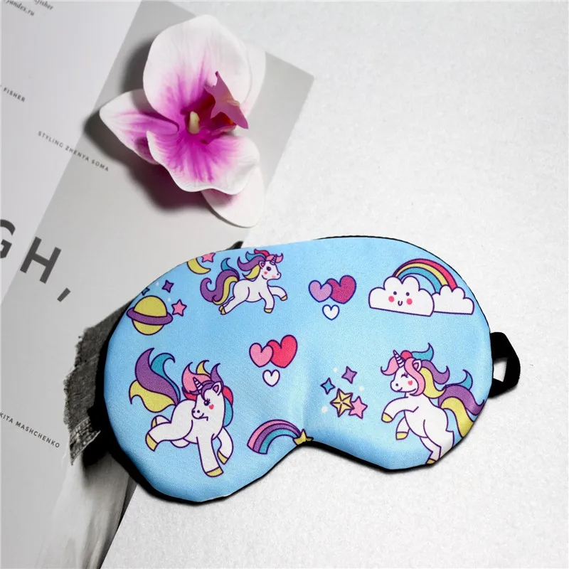 light blue Милая Маска единорога для сна, тени для век, модная маска для подростков, натуральная маска для сна, крышка теней для глаз, для путешествий - Цвет: light blue