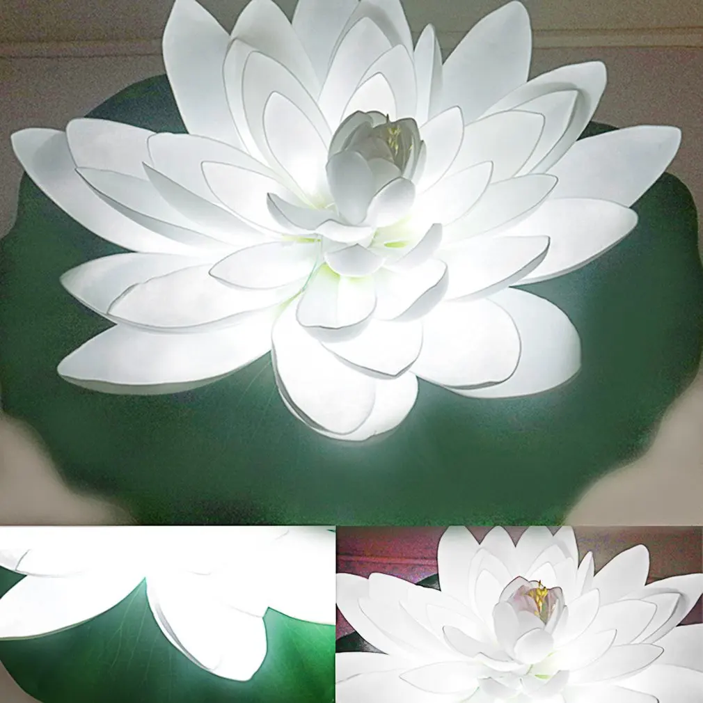 0.06W Solar LED Lotus Flower Lamp Water Resistant Light Outdoor Floating Lantern Pond Night for Garden Pool Yard | Лампы и освещение