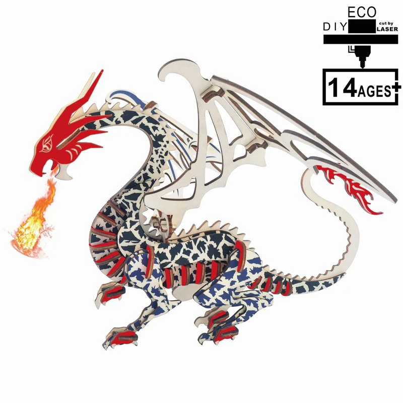 DIY 3D деревянные головоломки игрушки в сборе модель летающий дракон карп Орл кот