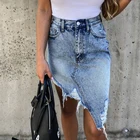 Юбка женская джинсовая, синяя, с широкими штанинами, на резинке, в стиле ретро, на лето, Повседневная джинсовая юбка