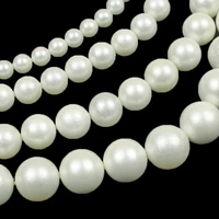 matte white shell pearl round loose spacer beads strands for jewelry making diy bracelet accessories findings 6 8 10 12mm