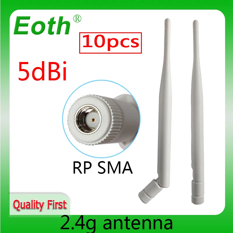 EOTH 10pcs 2.4g antenna 5dbi sma female wlan wifi 2.4ghz antene pbx iot module router tp link signal receiver antena high gain
