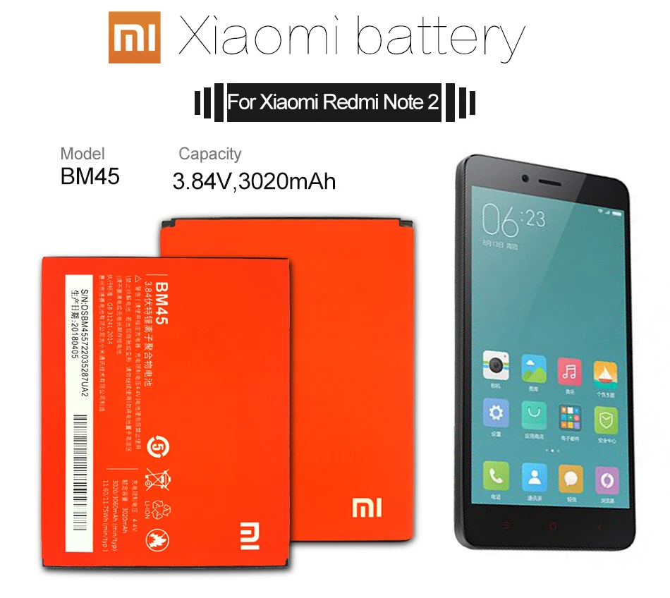 BM45 For Redmi Note2 Аккумулятор для телефона Xiao mi BM36 для Xiaomi mi 5S mi 6 mi 4 Red mi Note2 BM45 Red mi 4A BN30 BM32 BM39 сменный аккумулятор - Цвет: BM45 For Redmi Note2
