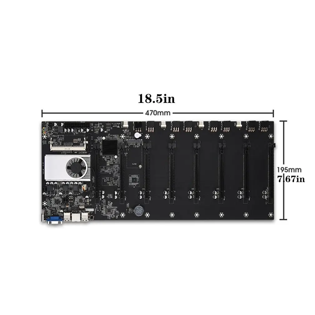 

Riserless mining motherboard 8 GPU Bitcoin Crypto Etherum Mining Support 1066/1333/1600MHz
