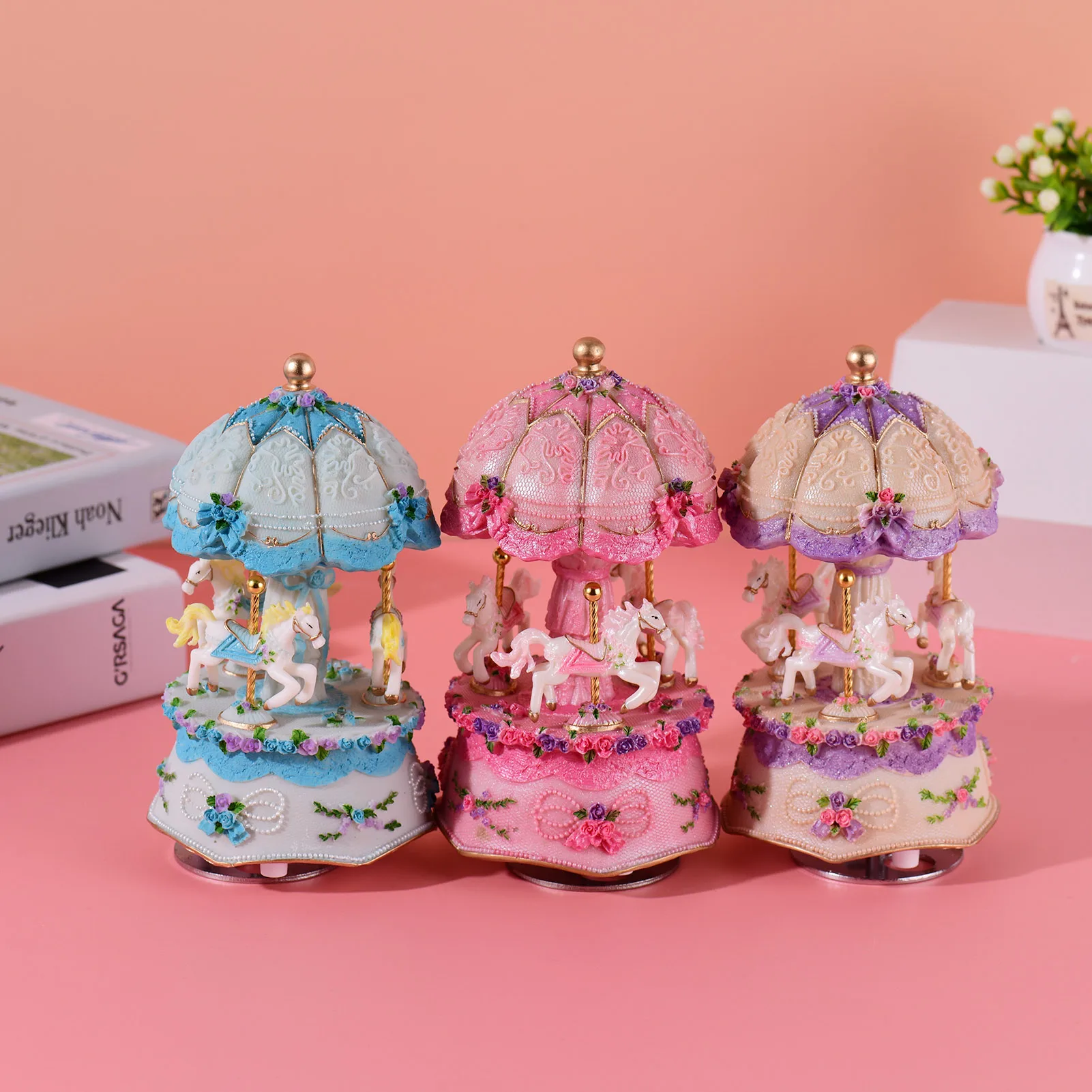 

ammoon Music Box Musical Box Windup Music Carousel with Colorful Change LED Luminous Light Best Gift Melody-Castle in The Sky