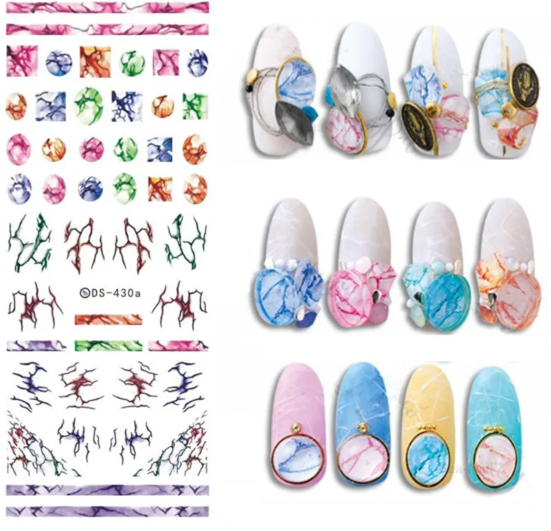 1 лист украшения для дизайна ногтей Кролик цветы дизайнерские Водные Наклейки