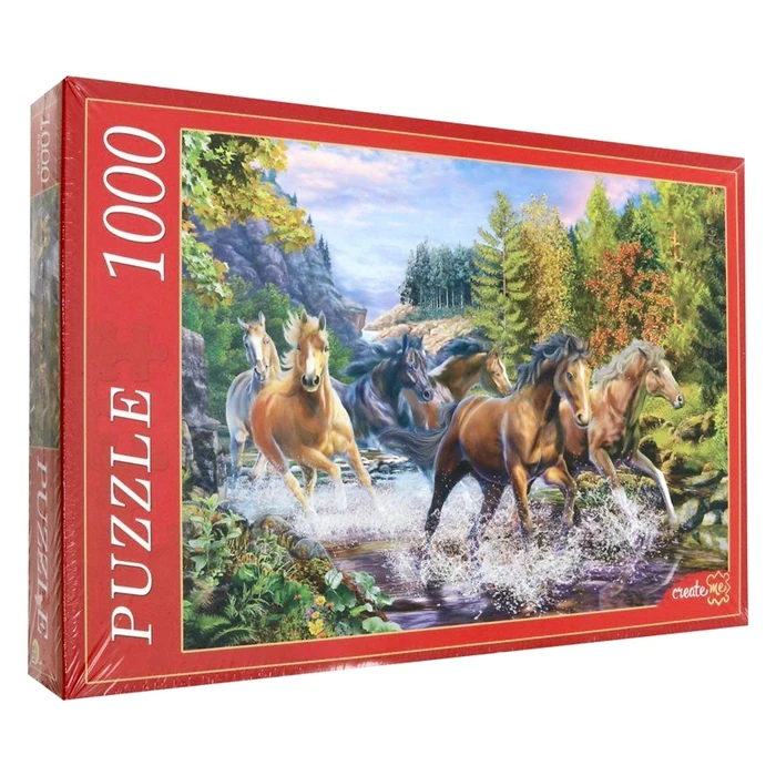 Пазл Табун лошадей в горах 1000 элементов|Пазлы| |