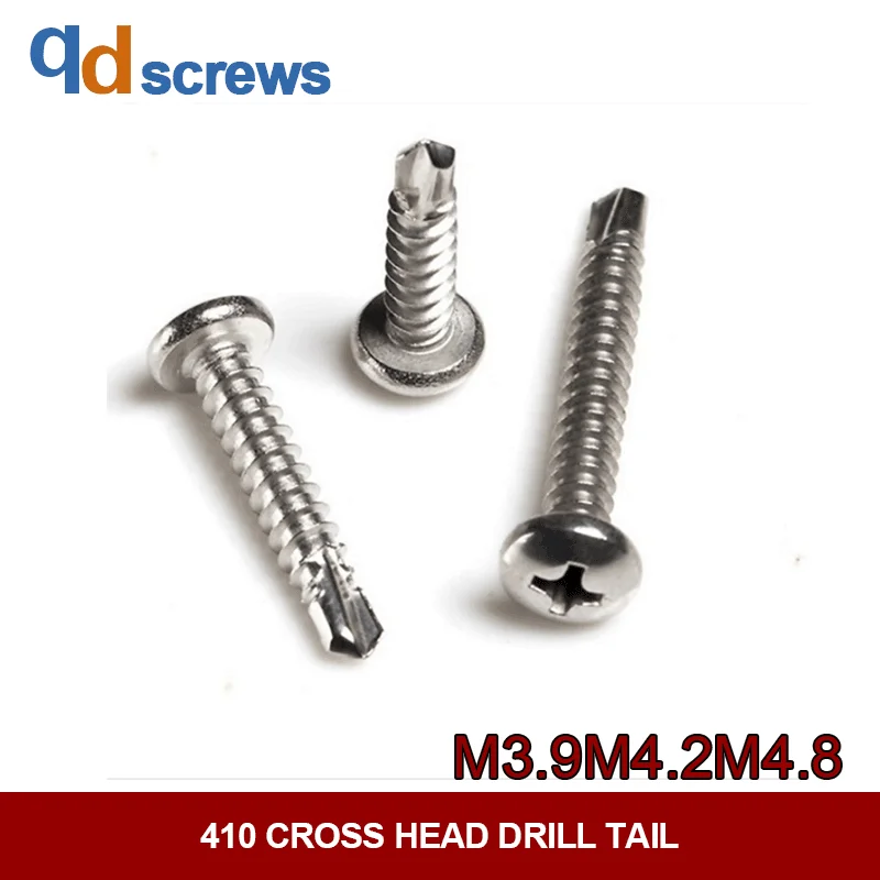 

410 M3.9M4.2M4.8 Stainless Steel Phillips Round Head Cross recessed pan head drilling screws with tapping screw thread DIN 7504