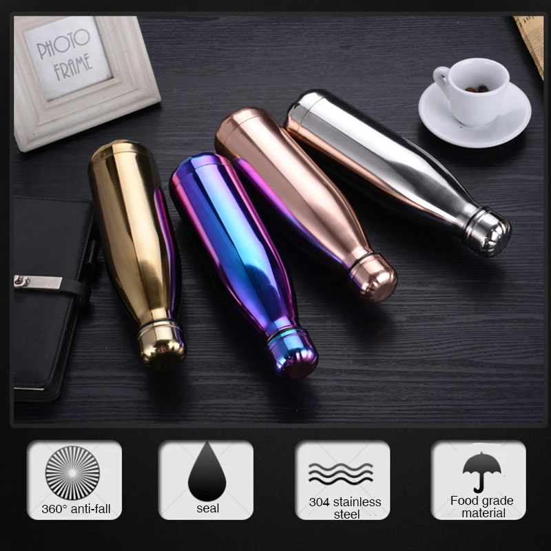 500 мл модная бутылка для воды из нержавеющей стали Детская школьная