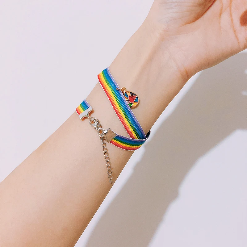 Women Men Pride Fashion Rainbow Choker Necklace Bracelet LGBT Gay Lesbian Promissory Gift Woven Ribbon Collar Punk Accessories | Украшения
