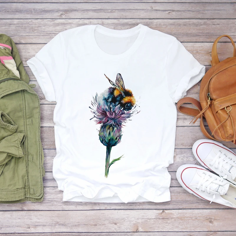 

Women T-shirts Cartoon Moon Wave Printing Fashion Short Sleeve Womens Graphic T Top Ladies Print Lady Shirt Female Tee T-Shirt