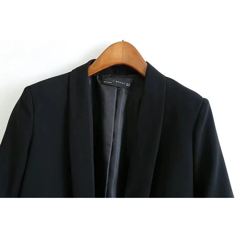 Женский офисный пиджак Повседневная однотонная Свободная куртка со складками на
