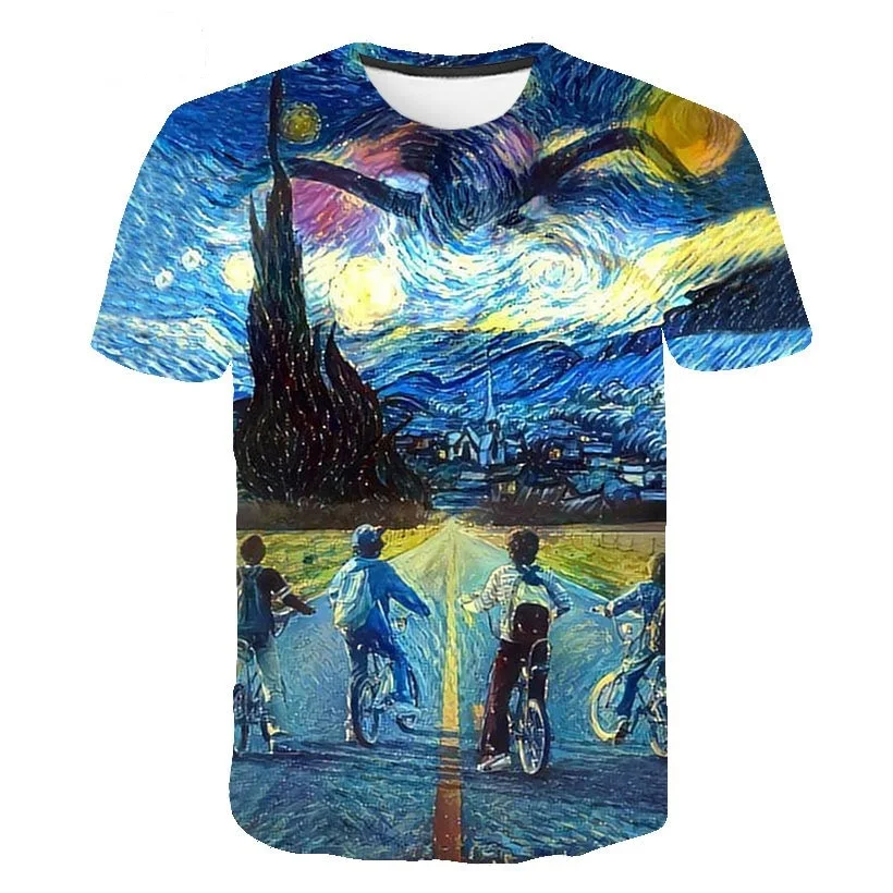 

Футболка для девочек с рисунком из сериала «очень странные дела», лето 2021