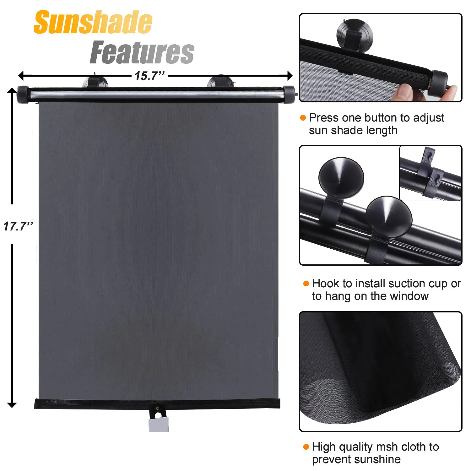 

2 Packs Automatic Roller Car Sun Shade Side Window Cover Car Telescopic Retractable Block Automotive Sun Insulation Sunshade
