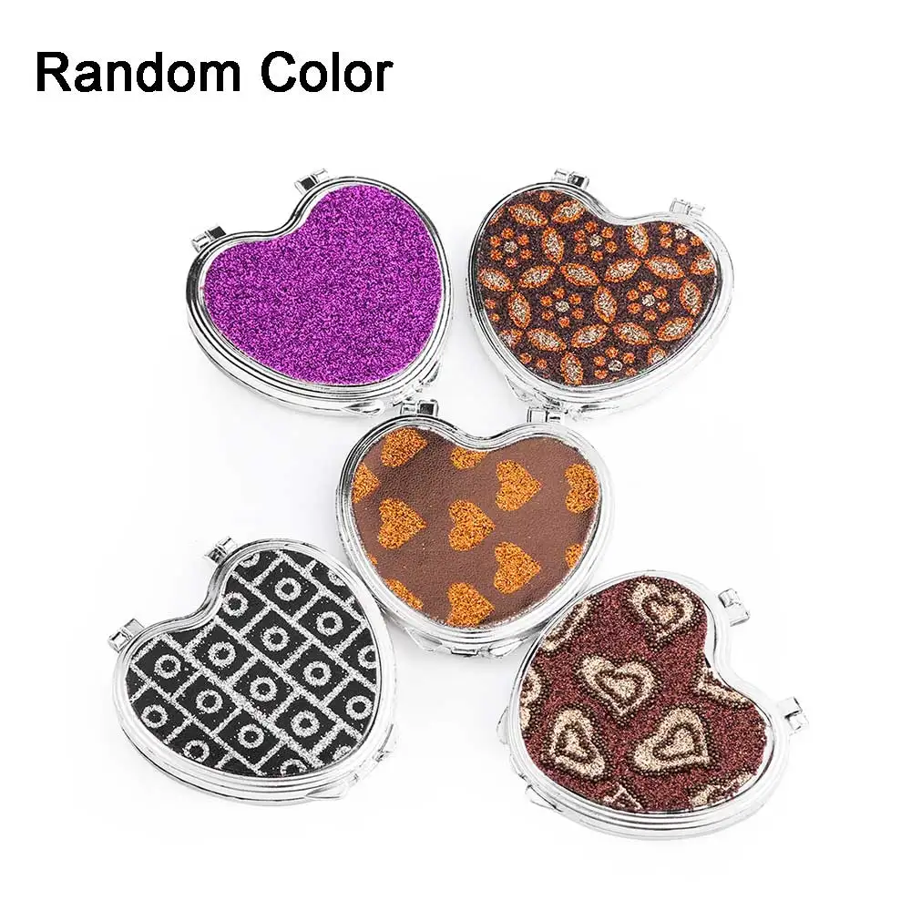 Heart shape-1 pc Карманное портативное зеркало в форме сердца, Складное двухстороннее зеркало, стальные зеркала для макияжа, маленький кошелек, зеркало для женщин, девушек, девушек - Цвет: Heart shape-1 pc