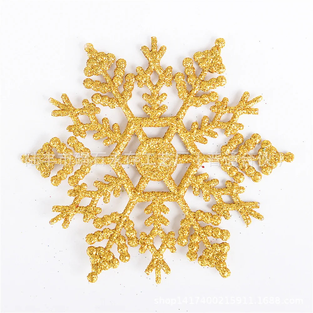 

12pcs 10cm Powder Plastic Snowflake Party Decor New Year Ornaments Christmas Tree Decorations for Home Snow Navidad 9081