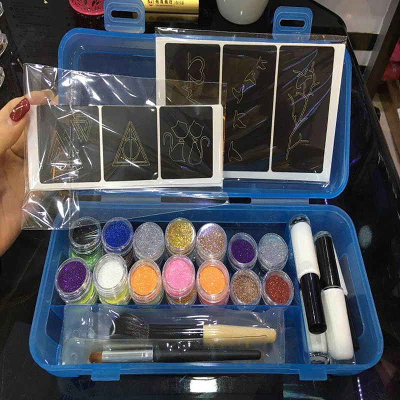 24 база Цвет набор блеск тату-порошок Необычные женский боди-арт дизайн DIY