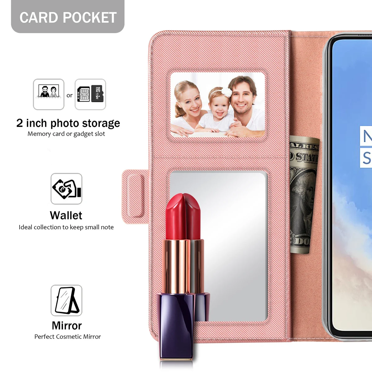 Для Oneplus 7T чехол из искусственной кожи Кошелек откидная подставка чехол с зеркалом и отделениями для карт Fundas для Oneplus 7 7T Pro Чехол