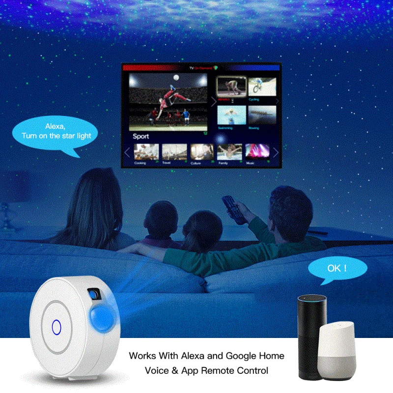 Проектор Tuya Smart Star WiFi лазерный проектор звездного неба развевающийся ночник