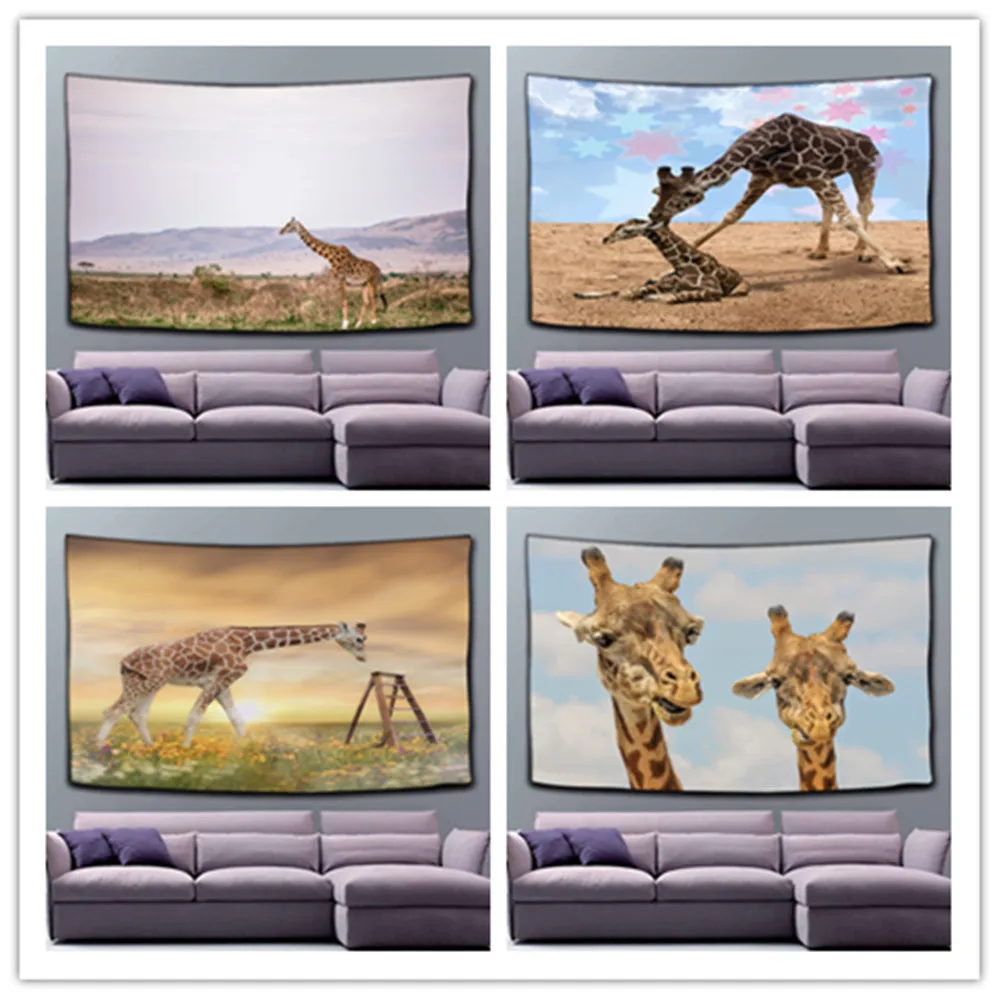 

Custom High Quality Giraffe Hanging Tapestry Home Party Decoration Tapestries Photo Background Cloth Table Cloth Wall Tapestry