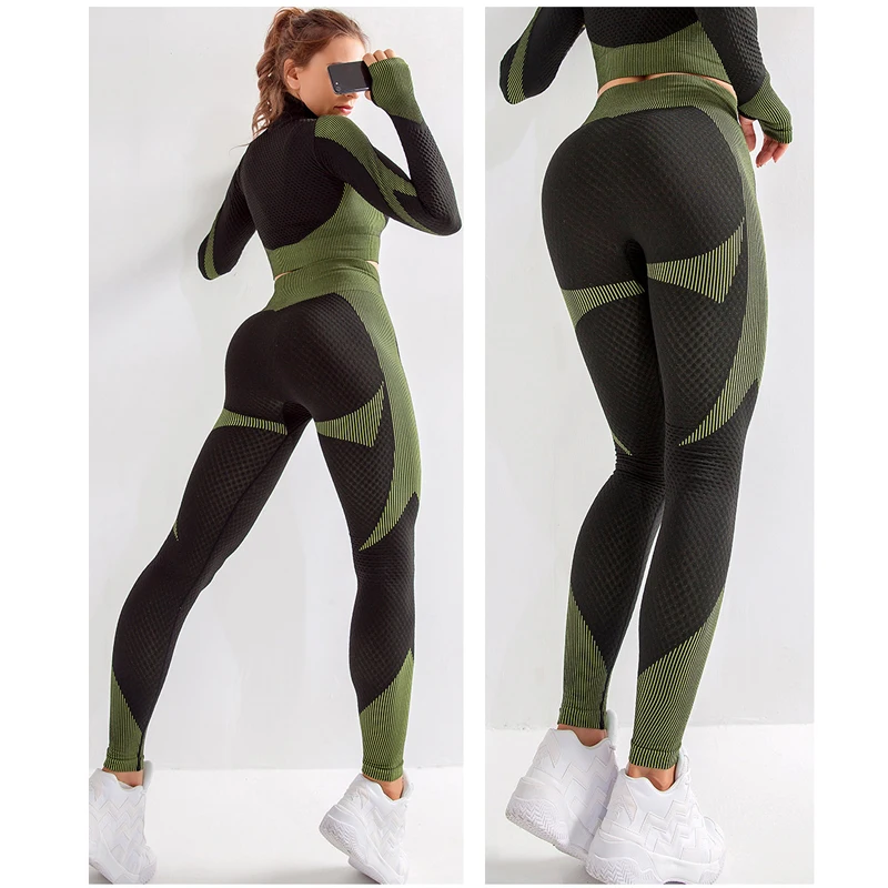 Кроп Топ женский на молнии пикантная рубашка с длинным рукавом для йоги леггинсы