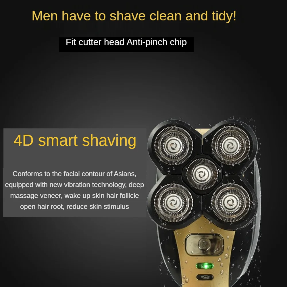 

4D Smart Waterproof Electric Shaver 5-in-1 Barber Clipper Nose Clipper Hair Clipper Shaved Head Oiled Head Salon Hairdresser