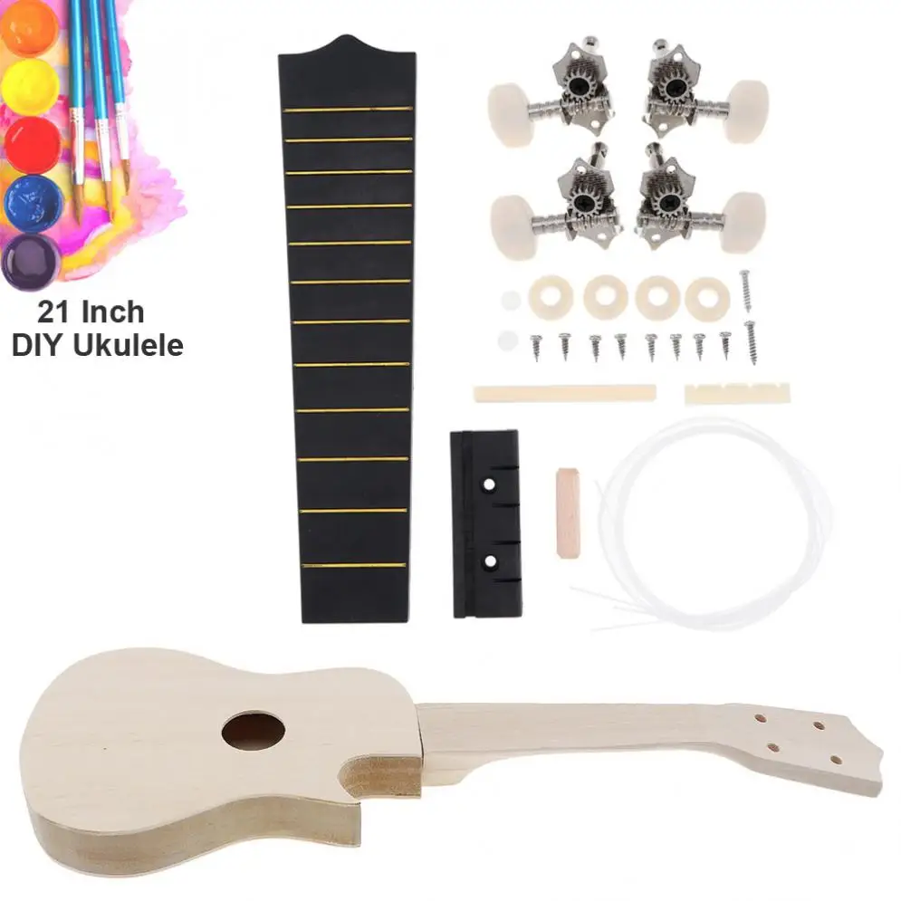 21 дюймов в разрезе миниатюрная гитара укулеле DIY Kit липа сопрано Гавайские гитары