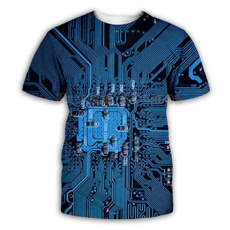 

2021 New Fashion motherboard electronic chip 3d print Women/Unisex summer Sport hip-hop Harajuku punk style