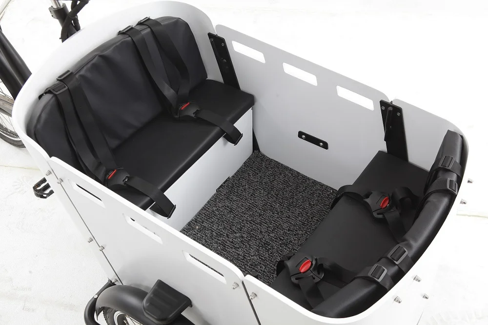 Педальный и электрический семейный грузовой велосипед трехколесный Прямая