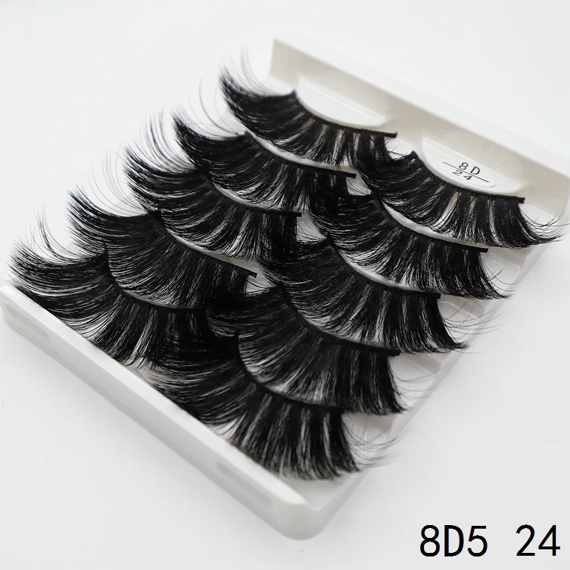 

5 Pairs False Eyelashes 18mm-22mm 3D Faux Mink Dramatic Fake Eyelash Reusable Natural Thick Long Fluffy Soft Makeup Lashes