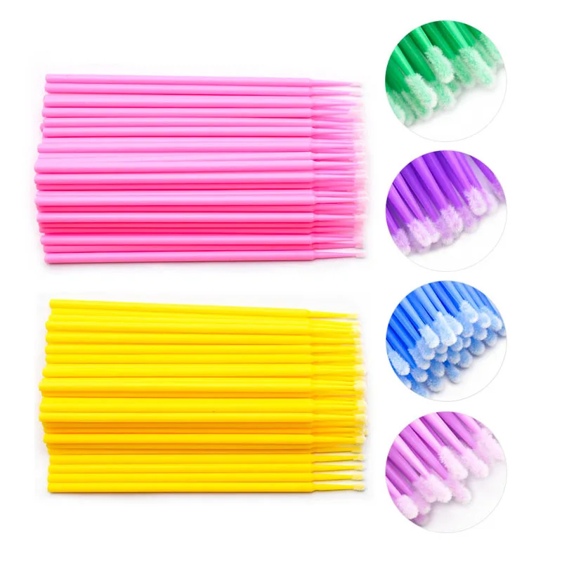 Красочные одноразовые MicroBrush ресницы человека Расширение снятия тампон микро