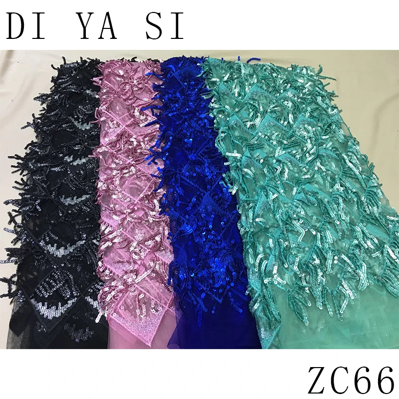 

Африканская кружевная ткань с блестками, блестящая ткань с блестками, Высококачественная французская кружевная ткань с блестками, золотой цвет для платья ZC66