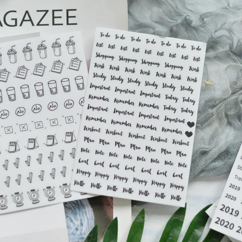 8 шт. черный базовый стикер с расписанием календарь неделя планировка номер