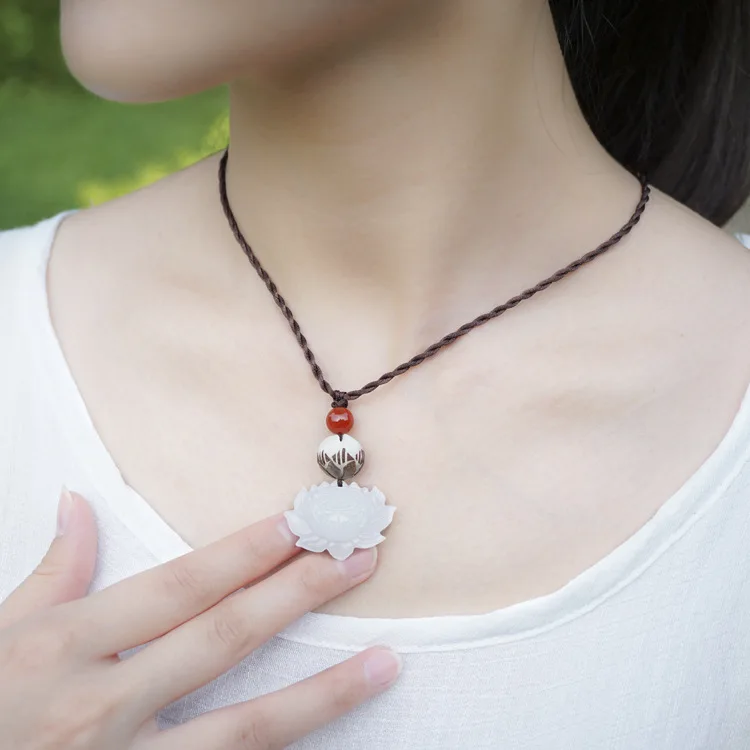 DIY этнические ювелирные изделия двойной лотос колье ожерелье мода ручной работы