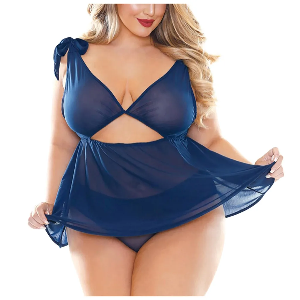 

Plus Size Women Sexy Lingerie Porno Hollow Lace Bra Erotic Underwear Transparent Lenceria Erotica Mujer Sexi Babydoll Nightdress